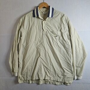 Solumbra Mens Sun Shirt Long Sleeve Tan Khaki Mesh Vent Fishing Polo Medium